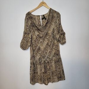 BCBGMAXAZRIA Snake Print Silk Womens Romper Short Jumpsuit Size L